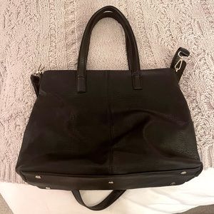Black Leather Work Tote